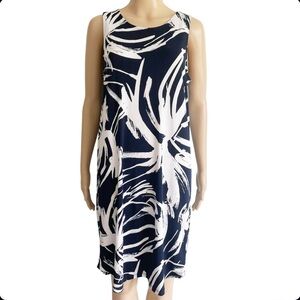Banana Republic Dark Blue & White Sleeveless Patterned Midi Sundress Dress
